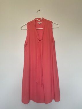 Halo Coral Sleeveless Tie-Neck Midi Dress